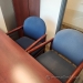 Blue Office Side Guest Chair w/ Wood Tone Frame